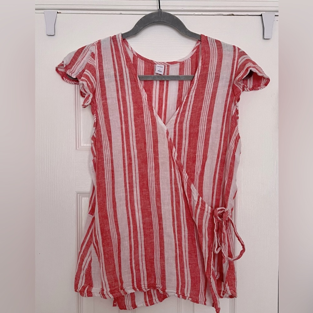 Striped Wrap Blouse
